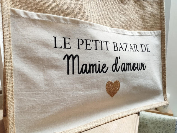 Cabas " Le petit bazar de Mamie d'amour"