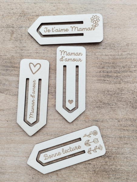 Marque-pages en bois personnalisé en forme de trombone spéciale fête des mères