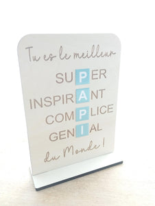 Pancarte "Tu es le meilleur Papi du monde" OU "Tu es le meilleur Papy du monde" en bois naturel. Cadeau personnalisé Grand Père, papi, papy