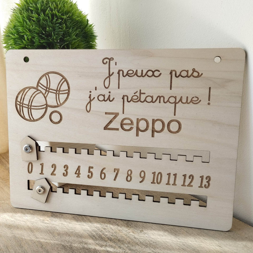 Compteur de points pétanque en bois de hêtre – Modèle Tu tires ou tu Compteur de points pétanque en bois de hêtre – Modèle Tu tires ou tu