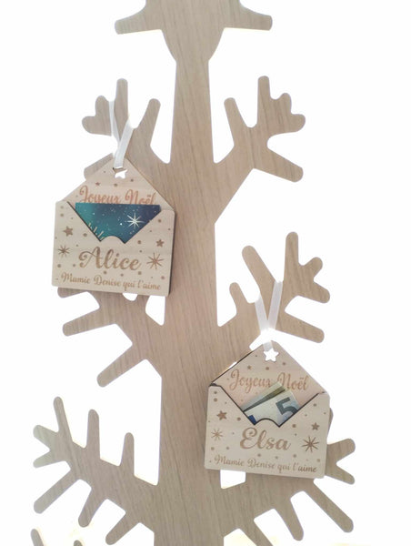 Enveloppe en bois pour étrennes de Noël