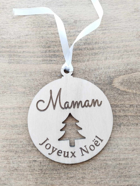 Boule de Noël personnalisée en bois