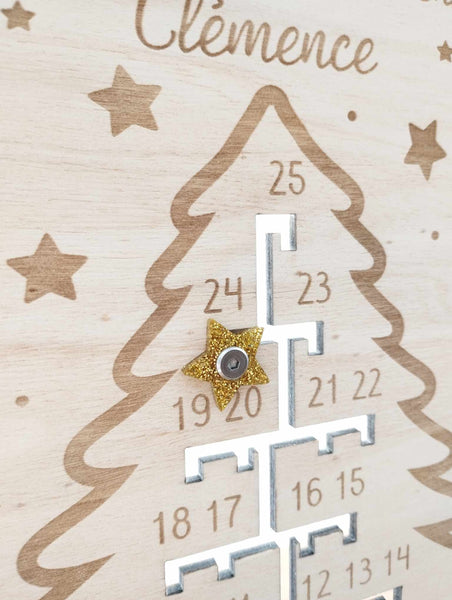 Calendrier de l'Avent de Noël en bois personnalisé