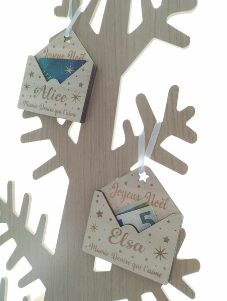 Enveloppe en bois pour étrennes de Noël