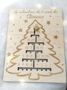 Calendrier de l'Avent de Noël en bois personnalisé