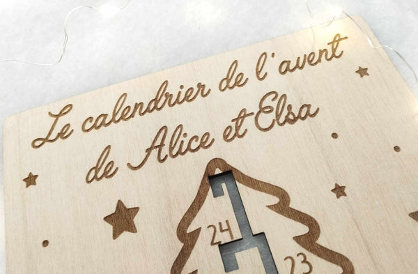 Calendrier de l'Avent de Noël en bois personnalisé