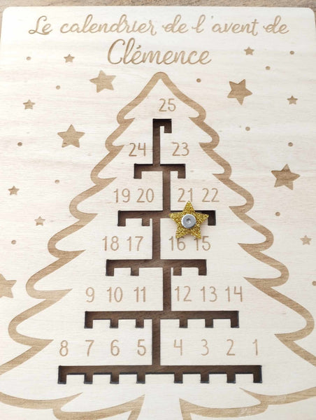 Calendrier de l'Avent de Noël en bois personnalisé