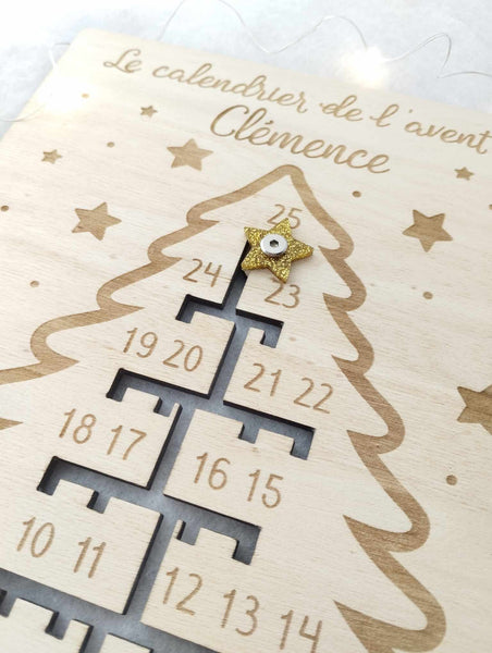 Calendrier de l'Avent de Noël en bois personnalisé