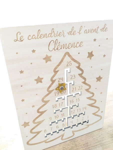 Calendrier de l'Avent de Noël en bois personnalisé