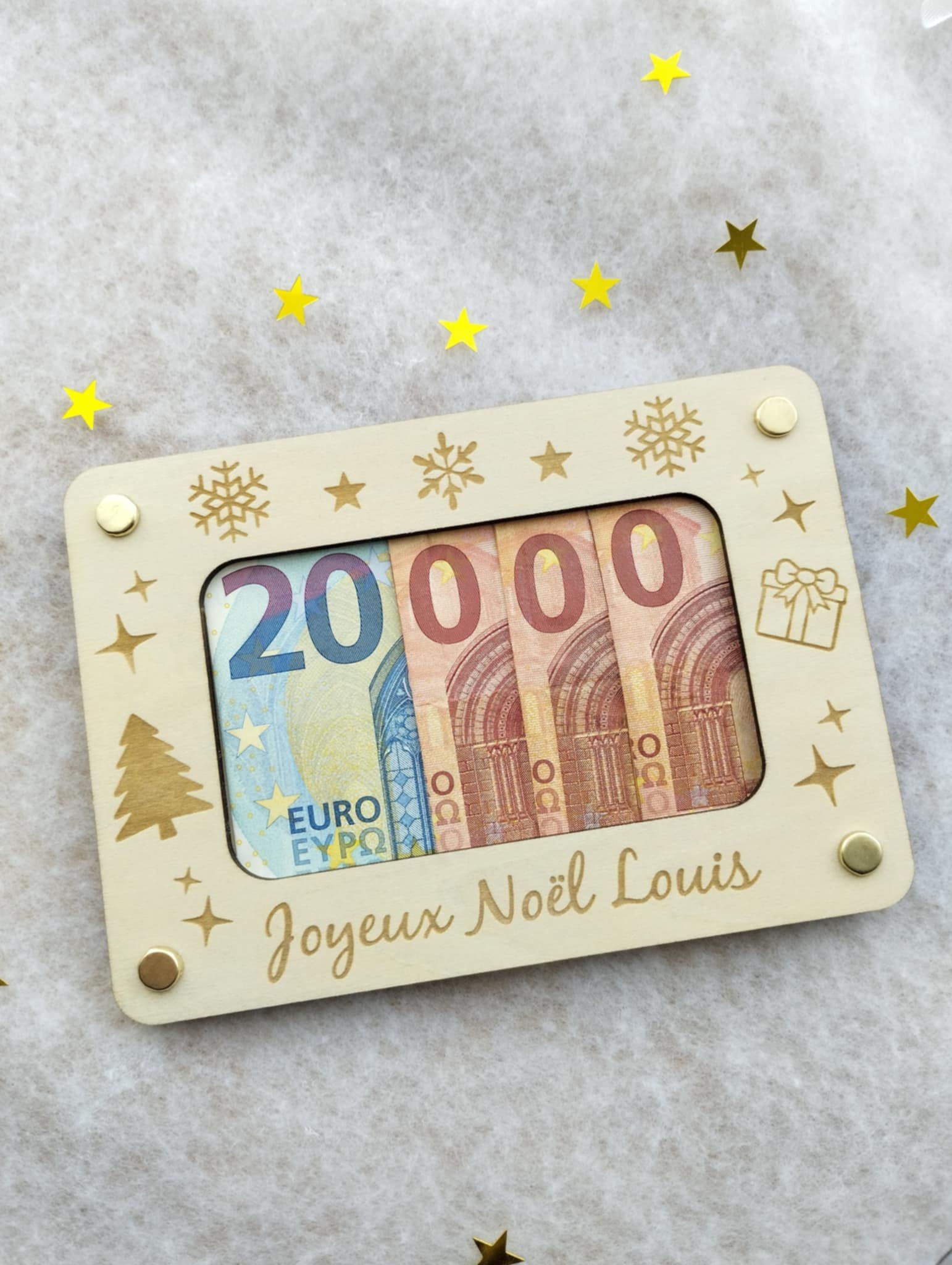 Carte en bois  pour offrir de l'argent / carte en bois billets