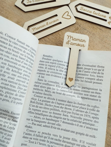Marque-pages en bois personnalisé en forme de trombone spéciale fête des mères