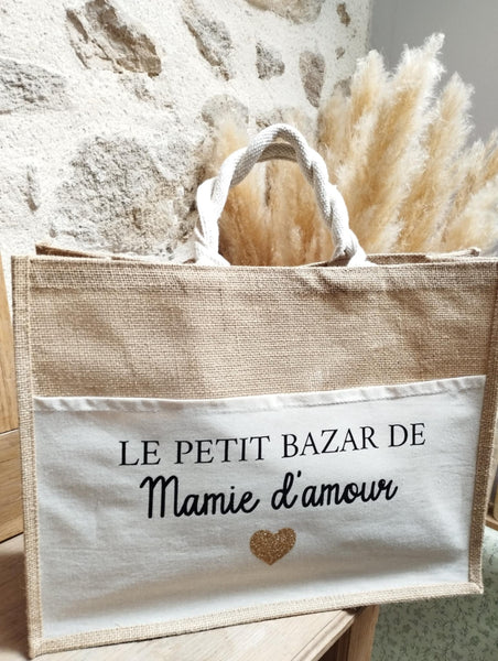 Cabas " Le petit bazar de Mamie d'amour"