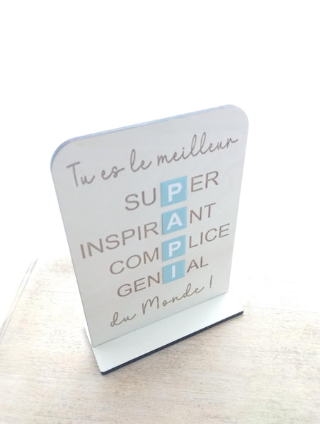 Pancarte "Tu es le meilleur Papi du monde" OU "Tu es le meilleur Papy du monde" en bois naturel. Cadeau personnalisé Grand Père, papi, papy