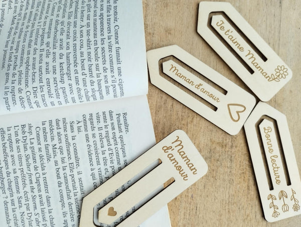 Marque-pages en bois personnalisé en forme de trombone spéciale fête des mères