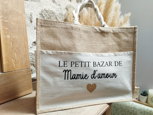 Cabas " Le petit bazar de Mamie d'amour"