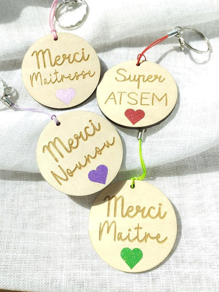Porte clé maîtresse, maître, atsem ou nounou
