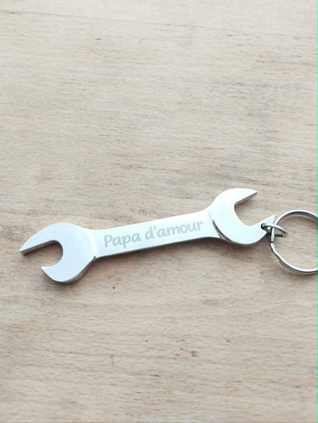 Décapsuleur porte-clé plate personnalisé métal / cadeau fête des pères / porte-clé plate bricolage / outil mécano personnalisable