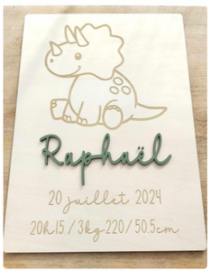 Dinosaure Affiche en bois thème Dinosaure