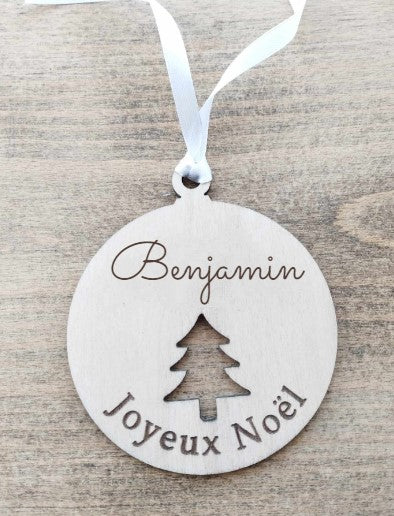 Boule de Noël personnalisée en bois