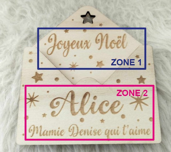 Enveloppe en bois pour étrennes de Noël