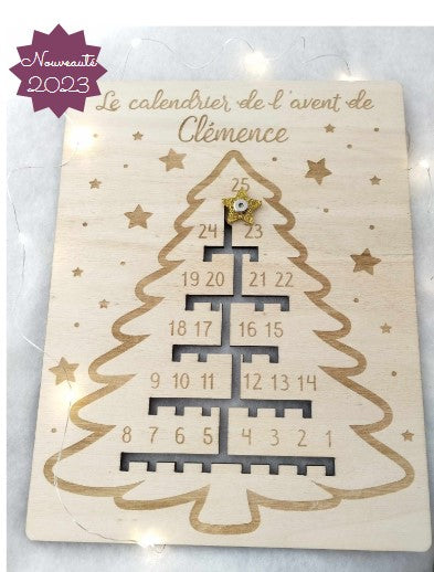 Calendrier de l'Avent de Noël en bois personnalisé