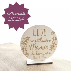 Pancarte "Elue Meilleure Mamie de l'univers" en bois