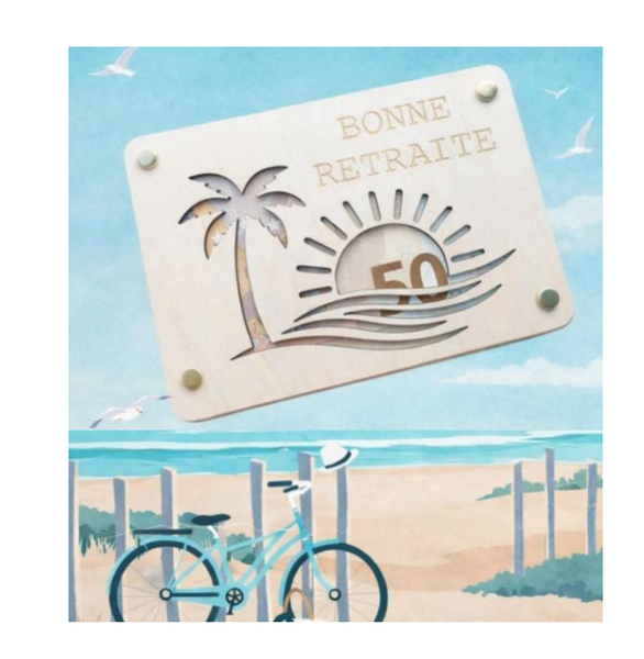 Carte en bois  pour offrir de l'argent / carte en bois billets / carte bois retraite / cadeau départ en retraite