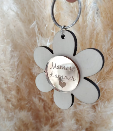 Porte clés Fleur / Fête des mères / merci maitresse / mamie d'amour/ porte clef fleur personnalisable