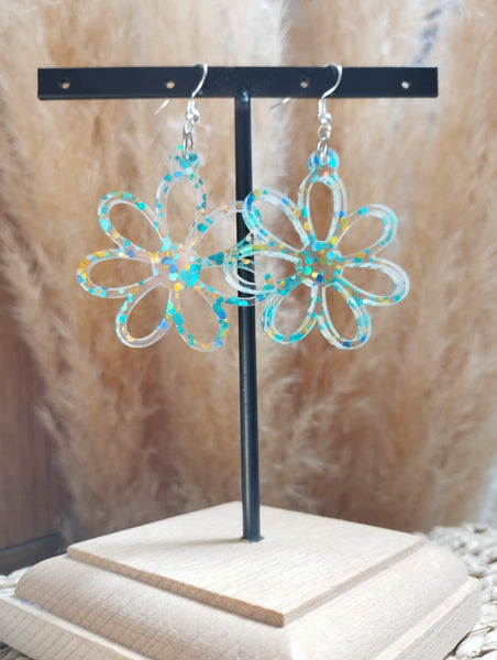 Boucles d'oreilles "Pâquerette Paillettes"