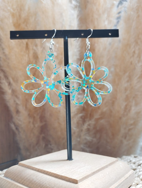 Boucles d'oreilles "Pâquerette Paillettes"
