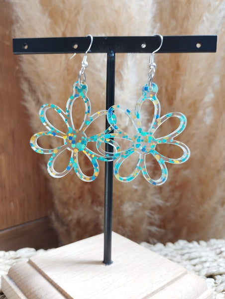 Boucles d'oreilles "Pâquerette Paillettes"