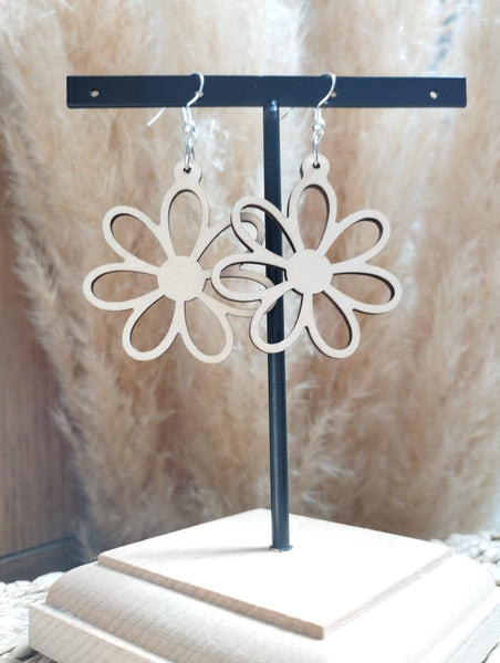 Boucles d'oreilles "Pâquerette en bois"