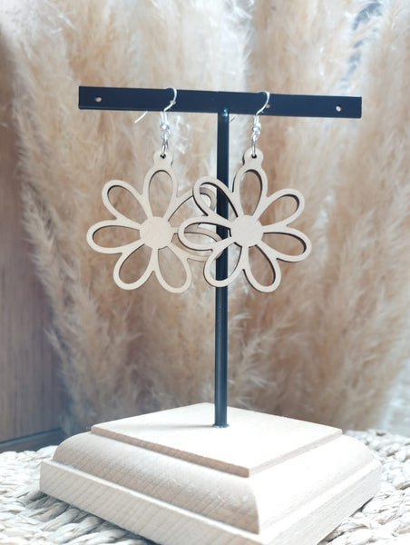 Boucles d'oreilles "Pâquerette en bois"