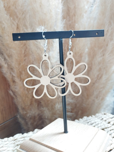 Boucles d'oreilles "Pâquerette en bois"