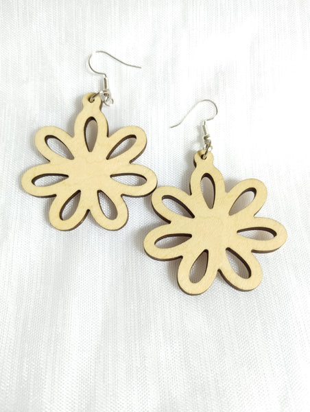 Boucles d'oreilles fleurs "Margueritte en bois"