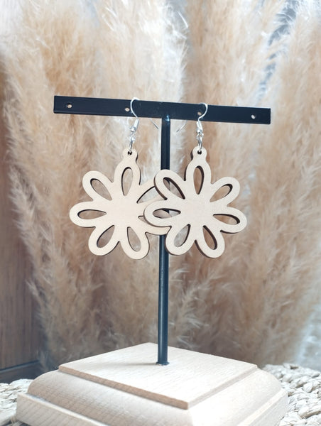 Boucles d'oreilles fleurs "Margueritte en bois"