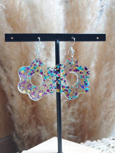Boucles d'oreilles "Fleurs Paillettes"