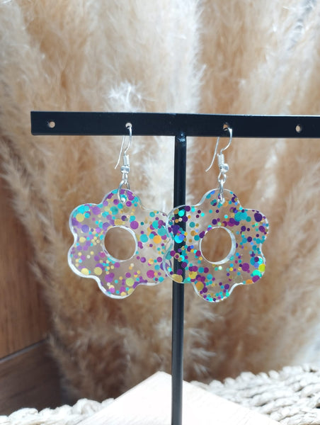 Boucles d'oreilles "Fleurs Paillettes"