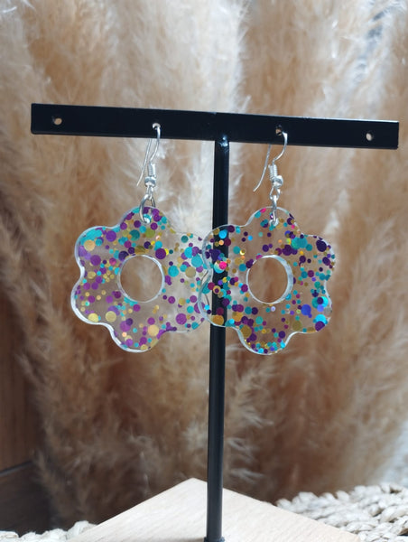 Boucles d'oreilles "Fleurs Paillettes"
