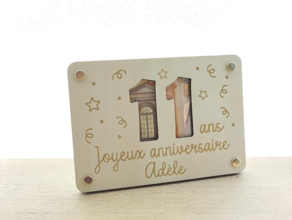Carte en bois  pour offrir de l'argent / carte en bois billets / carte bois anniversaire