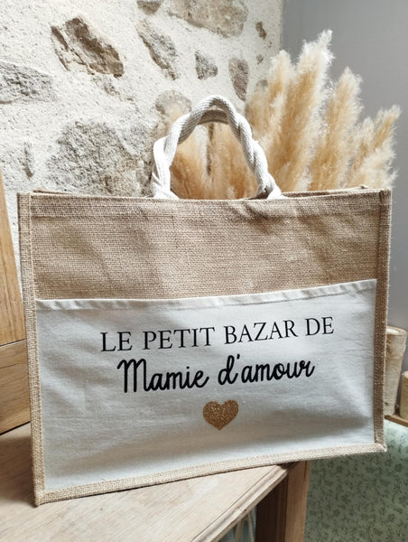 Cabas " Le petit bazar de Mamie d'amour"