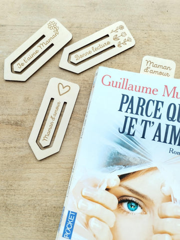 Marque-pages en bois personnalisé en forme de trombone spéciale fête des mères