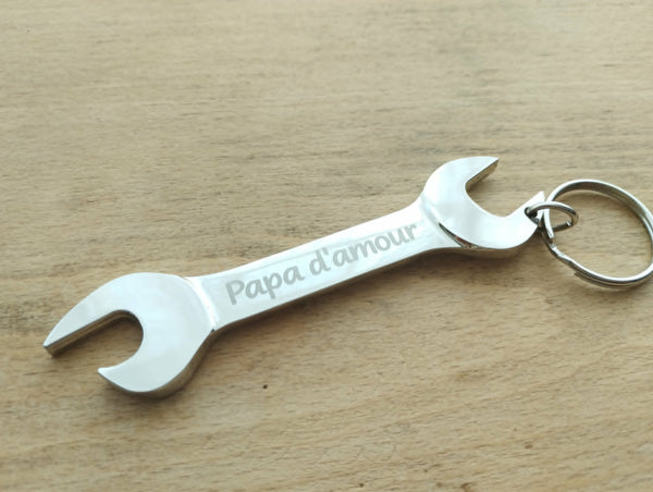 Décapsuleur porte-clé plate personnalisé métal / cadeau fête des pères / porte-clé plate bricolage / outil mécano personnalisable