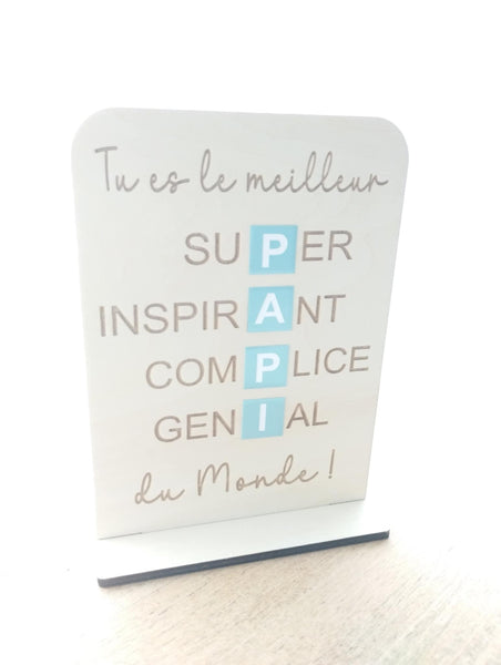 Pancarte "Tu es le meilleur Papi du monde" OU "Tu es le meilleur Papy du monde" en bois naturel. Cadeau personnalisé Grand Père, papi, papy