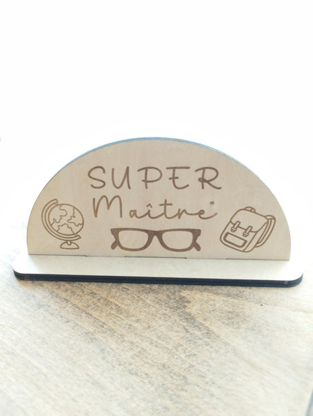 Porte lunettes en bois personnalisé spéciale Maîtresse, Maître ou Atsem