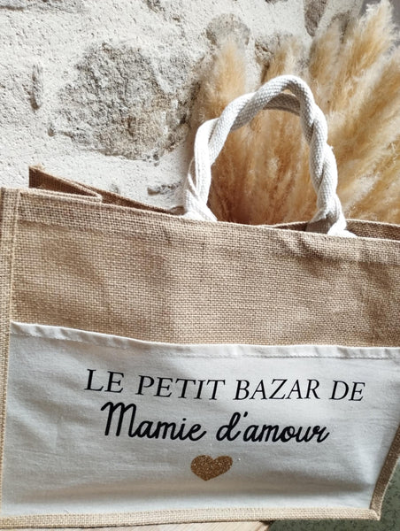 Cabas " Le petit bazar de Mamie d'amour"