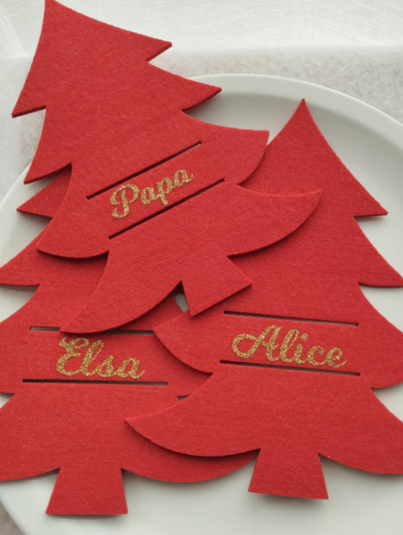 Porte couverts personnalisé feutrine Noël - Sapin de Noël- art de la table personnalisé