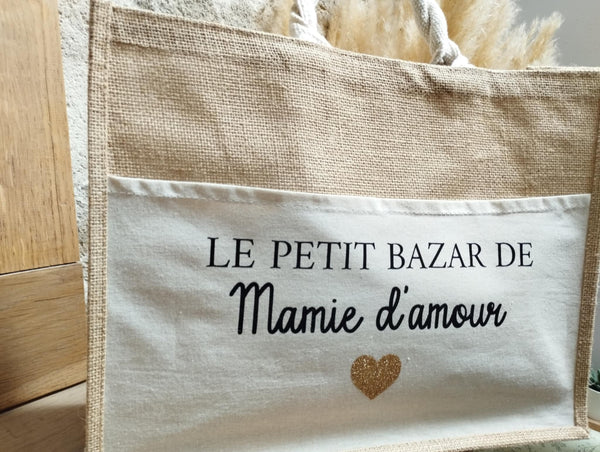 Cabas " Le petit bazar de Mamie d'amour"
