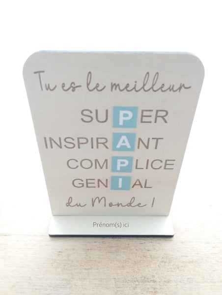 Pancarte "Tu es le meilleur Papi du monde" OU "Tu es le meilleur Papy du monde" en bois naturel. Cadeau personnalisé Grand Père, papi, papy