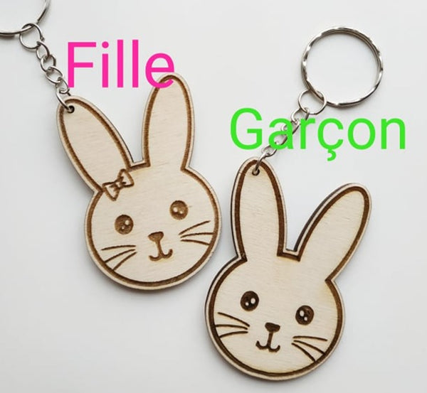 Portes clés "Tête de lapin fille ou garçon"